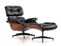 Lounge Sessel 85×92×100 cm - schwarzes Leder Holz Braun - modernes Wohnzimmer Design