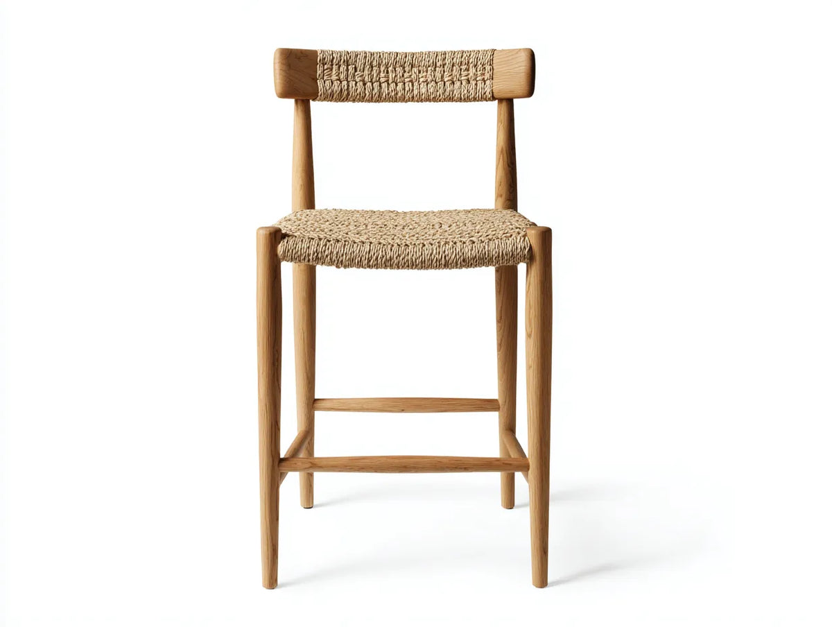 Esszimmerstuhl aus Holz und Flechtgewebe 49×52×88 cm - Natur/Beige - schlankes Design für den Außenbereich