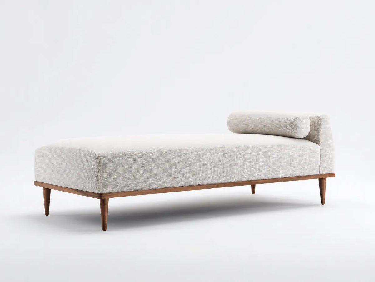 Lange Bank 180×45×55 cm - Stoff Holz weiß - modernes Schlafzimmer Design