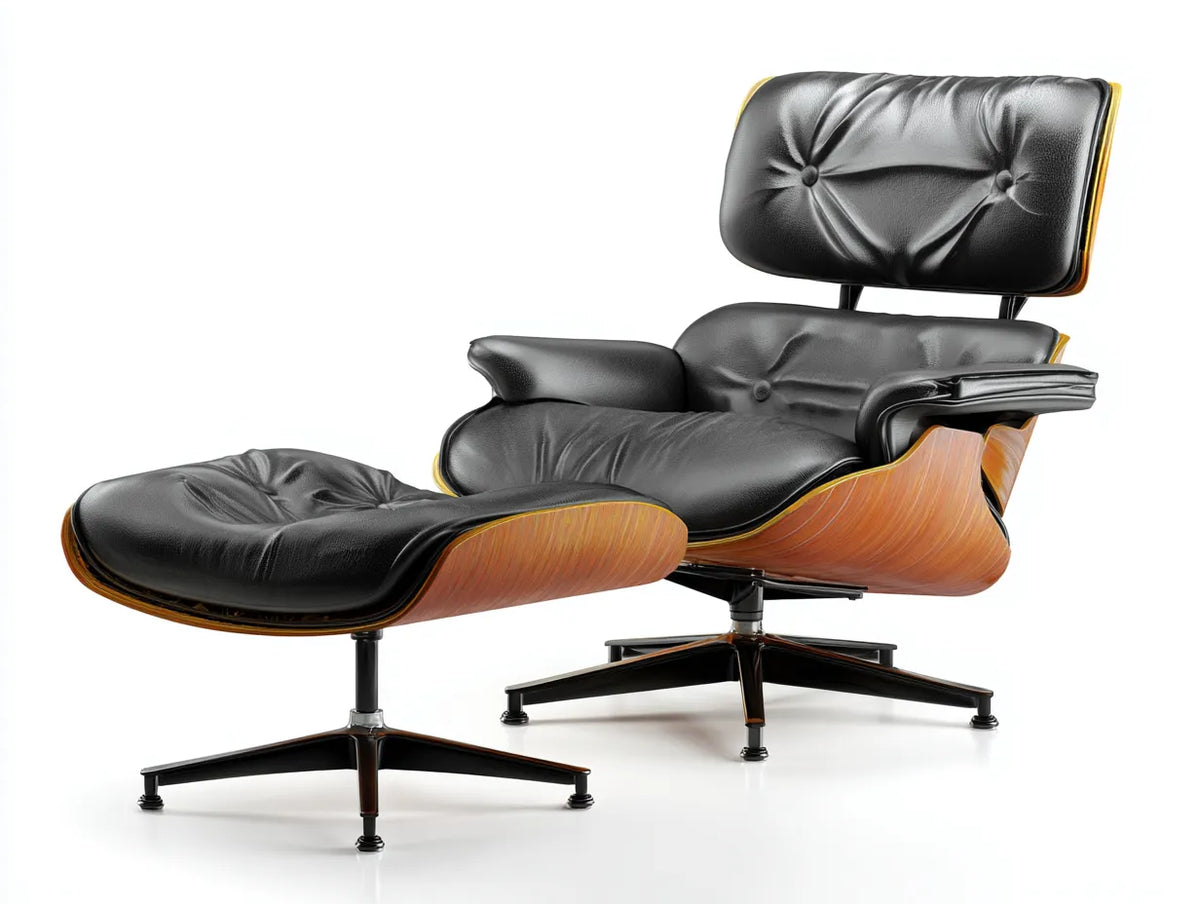 Wohnzimmer Sessel mit Fußhocker 150×86×99 cm - Schwarz/Braun - ergonomisches Drehdesign