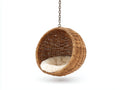 Hängesessel aus Rattan 96×88×110 cm - Natur/Creme - runde Korbschale für den Außenbereich