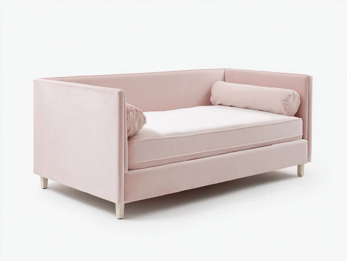 Lange Bank Stoff 198×86×78 cm - Rosa - gepolsterte Rahmenform für das Schlafzimmer