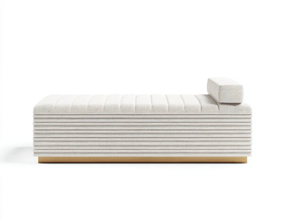 Lange Bank 190×50×58 cm - Stoff weiß - minimalistischer Schlafbereich Stil