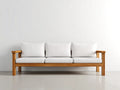 Sofa mit Holzgestell und Stoffpolsterung 216×81×76 cm - Weiß/Holz - minimalistisches Wohnzimmerdesign