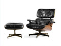 Loungesessel mit Hocker Lederoptik 125×92×100 cm – Schwarz/Braun – drehbares Relaxdesign
