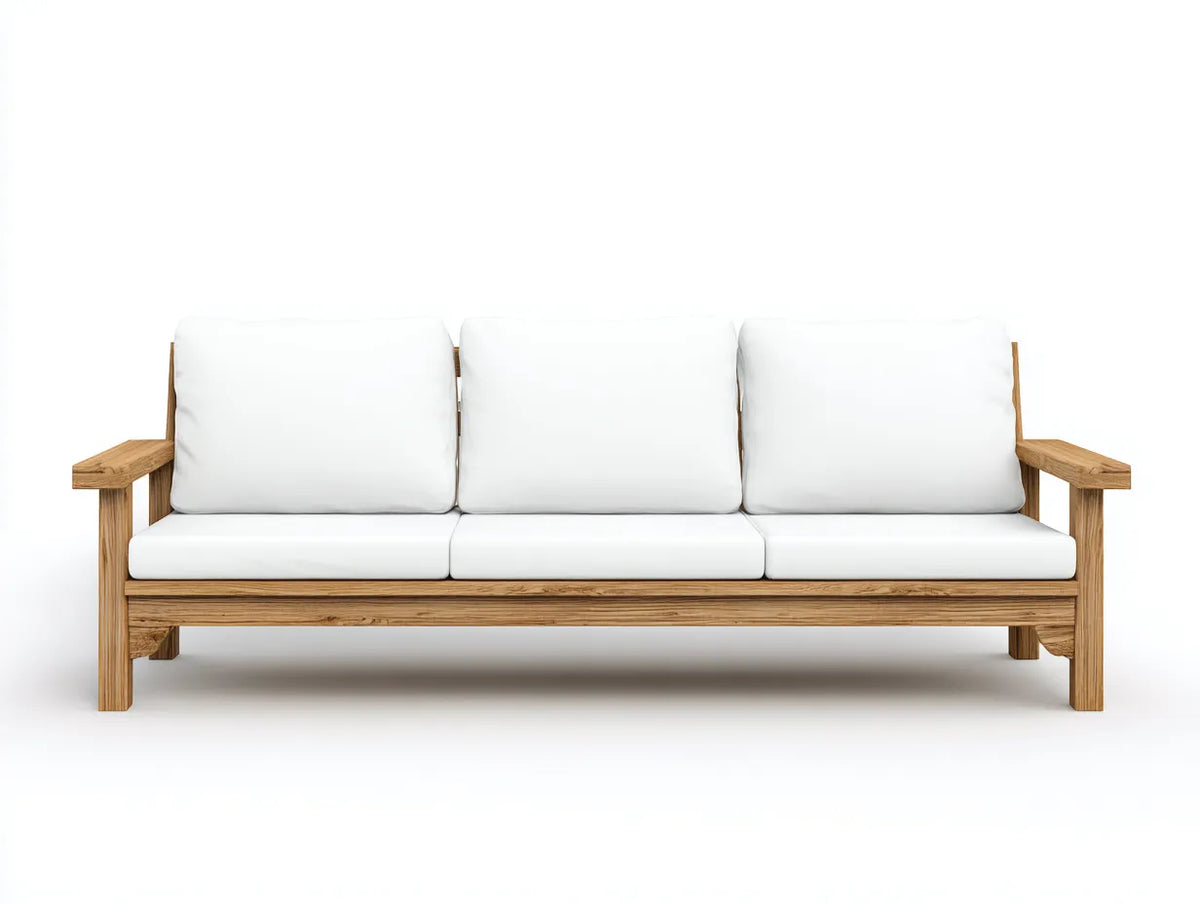 Sofa mit Holzrahmen und Polsterung 224×84×78 cm - Weiß/Holz - modernes Wohnzimmerdesign