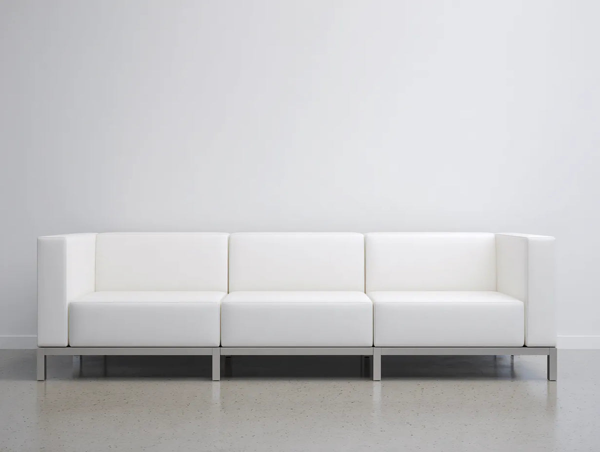 Sofa mit Polsterung 220×82×72 cm - Weiß/Silber - modernes Wohnzimmerdesign