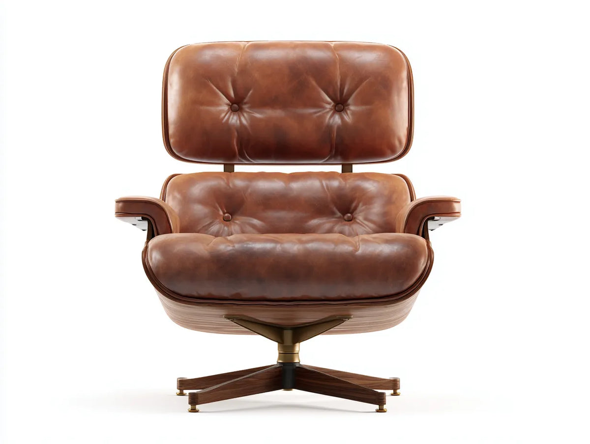 Lounge Sessel 86×90×100 cm - braunes Leder Holz - klassischer Wohnzimmer Stil