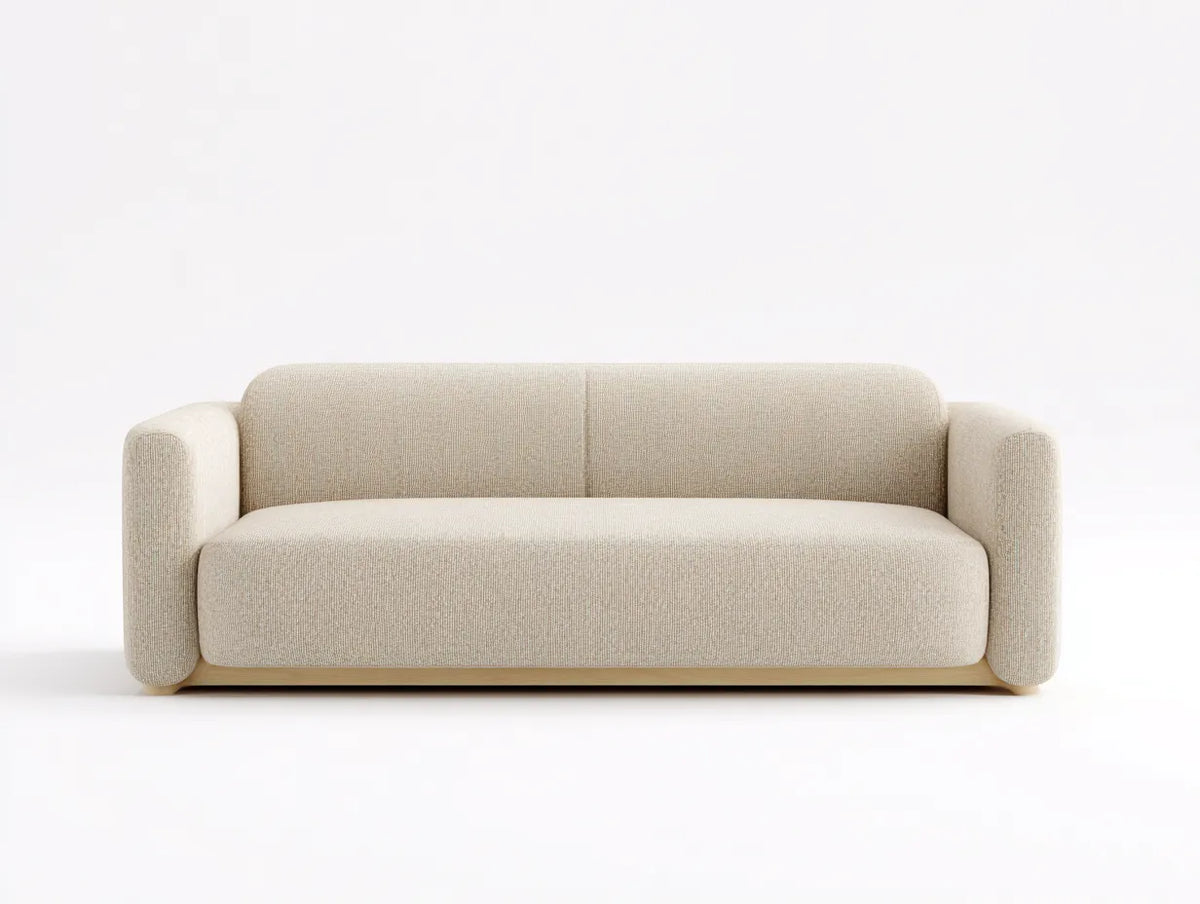 Lange Bank Stoff 205×82×73 cm - Beige - moderne gepolsterte Schlafzimmerbank