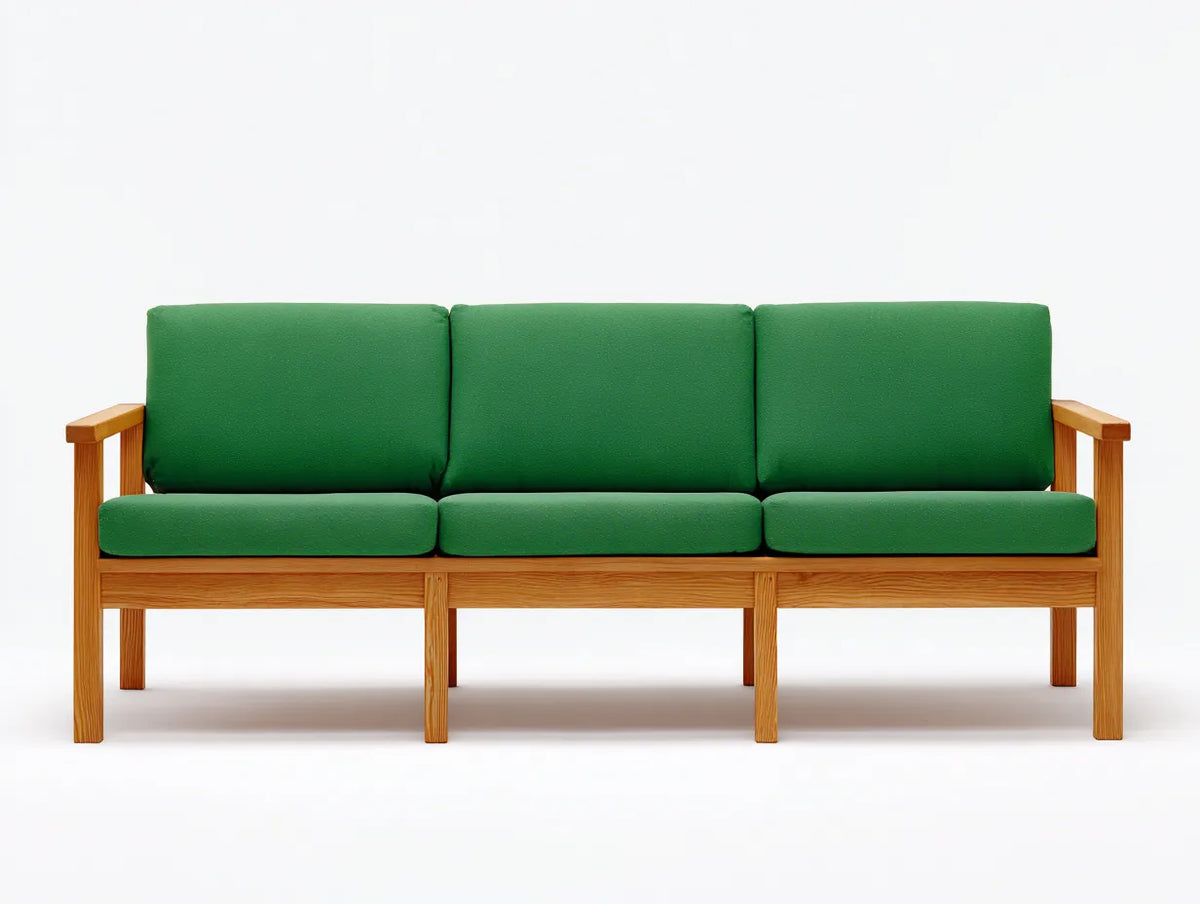Sofa 235×92×85 cm - Stoff Grün Holz Braun - modernes Wohnzimmer Möbel