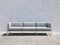 Sofa 230×88×80 cm - Stoff Weiß Metall Natur - minimalistisches Wohnzimmer Sofa
