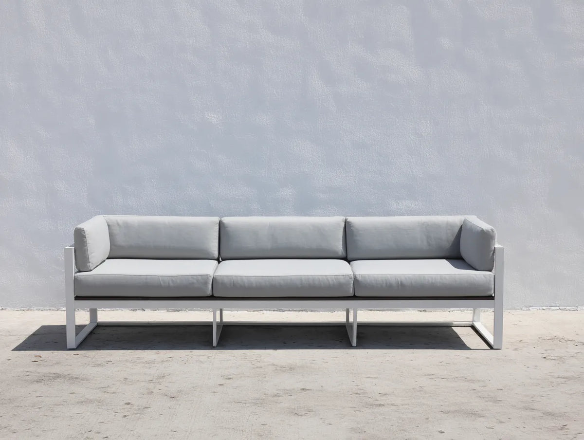Sofa 230×88×80 cm - Stoff Weiß Metall Natur - minimalistisches Wohnzimmer Sofa
