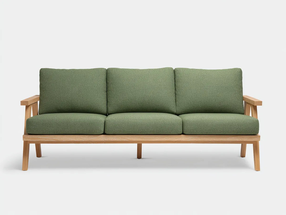 Sofa 220×85×82 cm - Stoff Grün Holz Natur - modernes Wohnzimmer Design