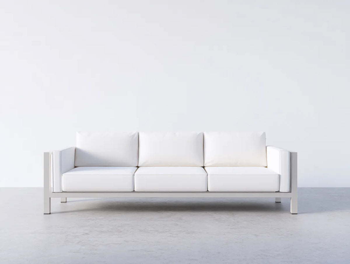Sofa Stoff 218×80×76 cm – Weiß/Silber – schlankes Metallgestell
