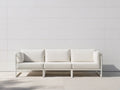 Sofa Stoff 225×82×78 cm – Weiß – geradliniges Wohnzimmerdesign