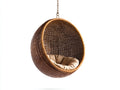Hängesessel 95×80×115 cm - braun Rattan Stoff - gemütlicher Garten Lounge Stil